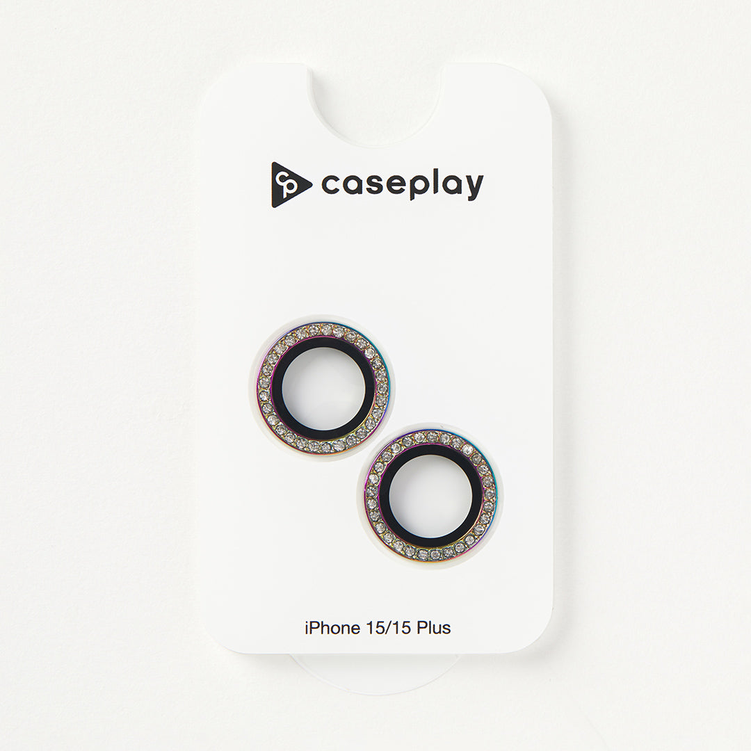 ラインストーンレンズガラス(２レンズ)  for Apple iPhone 15 [ レインボー ]