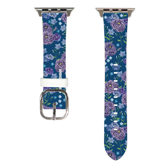 Apple Watchレザーバンド［ 日比谷花壇 - FloralSymphony - ネイビー ］