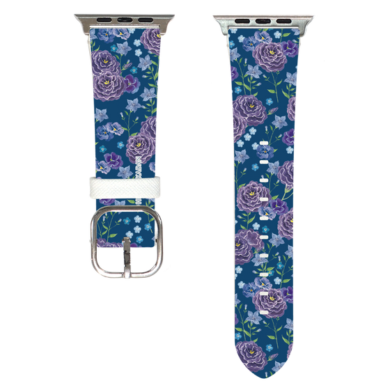 Apple Watchレザーバンド［ 日比谷花壇 - FloralSymphony - ネイビー ］