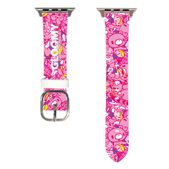 Apple Watchレザーバンド［ グルーミー - パターン - ピンク ］