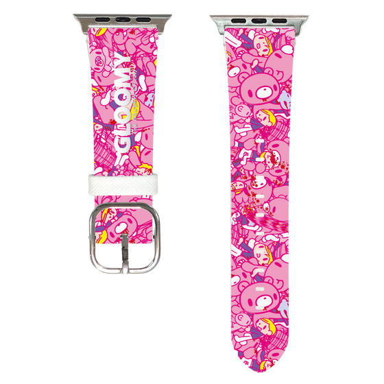 Apple Watchレザーバンド［ グルーミー - パターン - ピンク ］