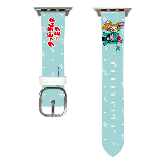 Apple Watchレザーバンド［ 初音ミク×クッピーラムネ - 初音ミク×クッピー - デフォルメイラスト ］