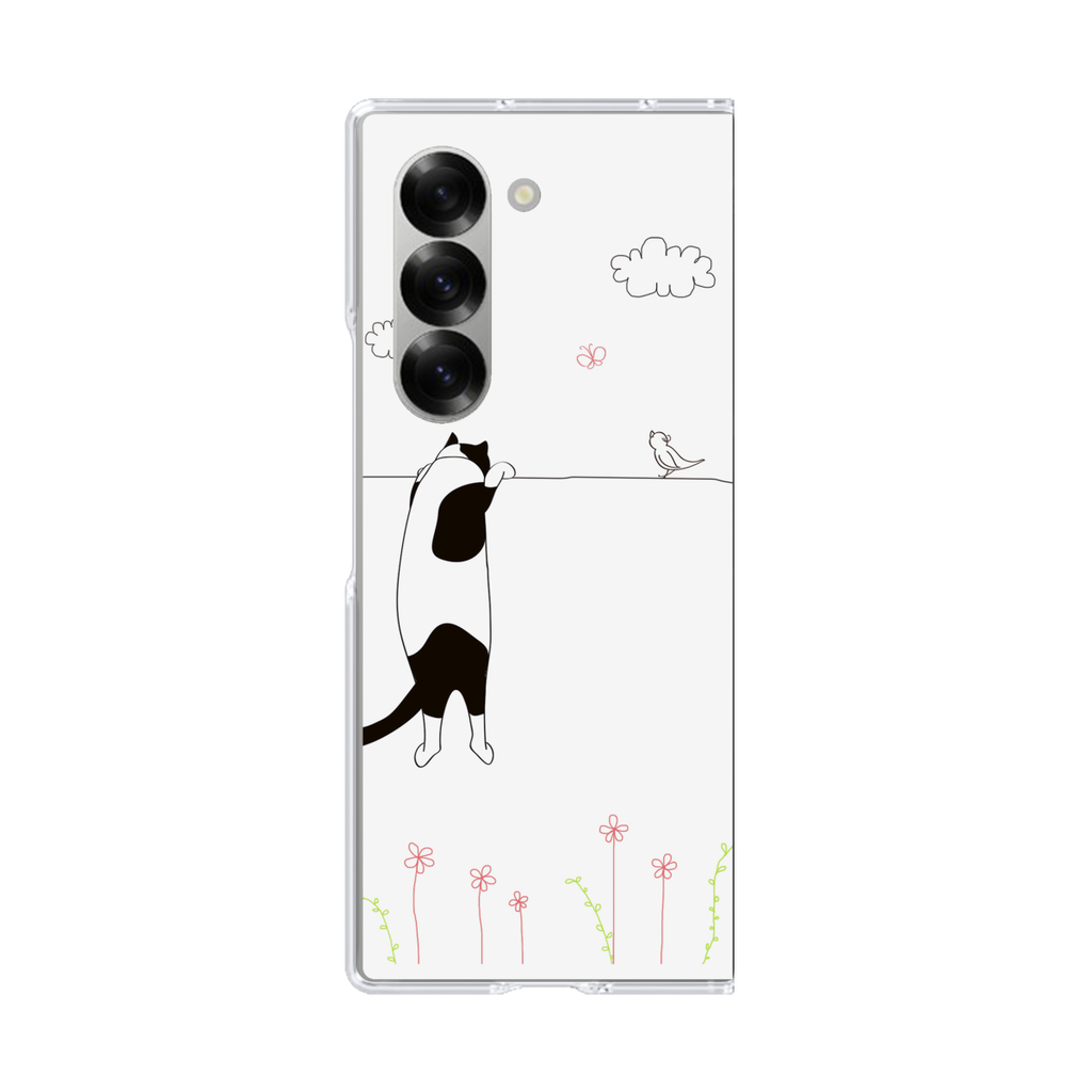 クリアケース for Samsung Galaxy Z Fold6［ 夢中に覗く三毛ねこ ］