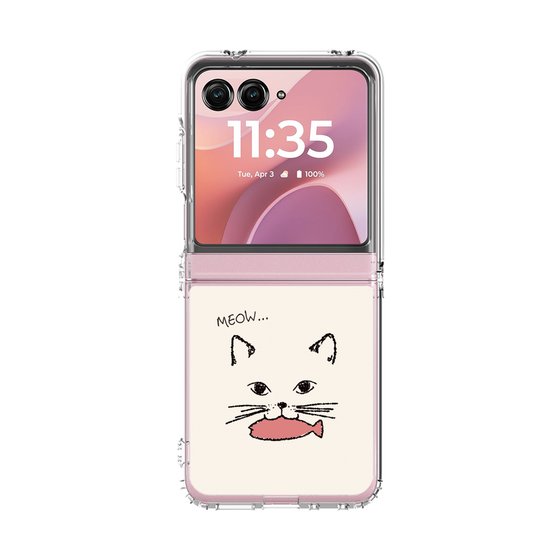 クリアケース［ 食いしん坊なねこ - White ］