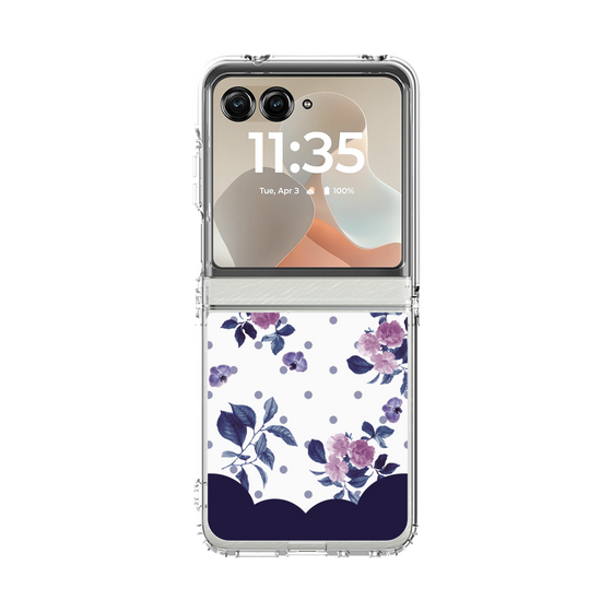 クリアケース［ ツインドットフラワー - Navy ］