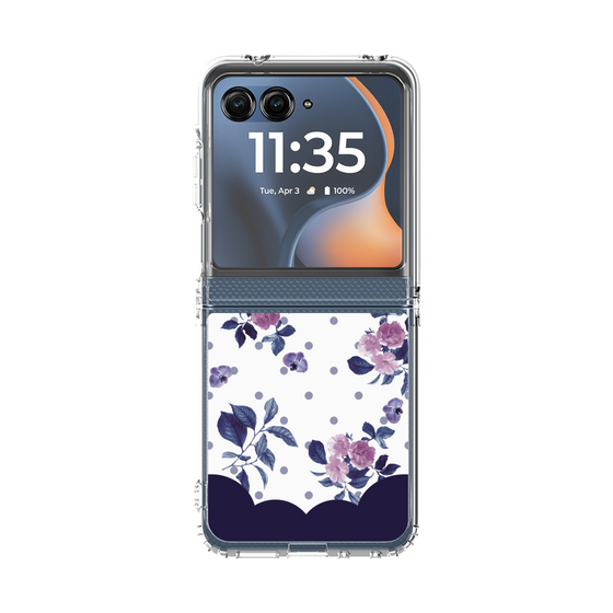 クリアケース［ ツインドットフラワー - Navy ］