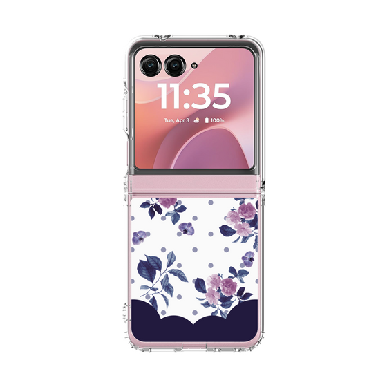 クリアケース［ ツインドットフラワー - Navy ］