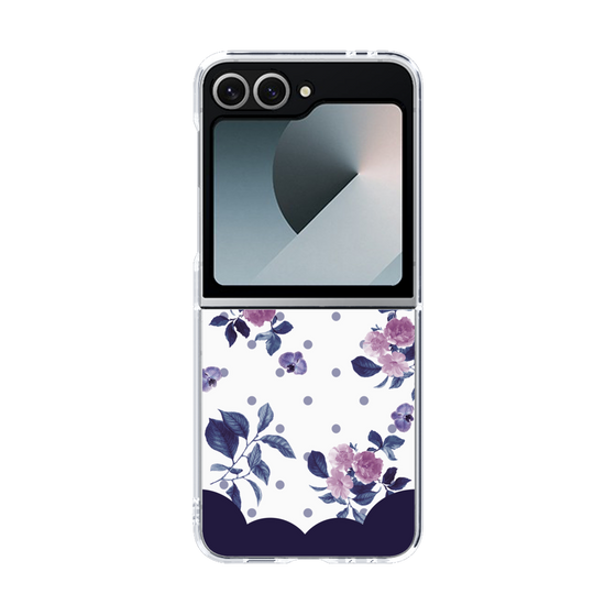 クリアケース［ ツインドットフラワー - Navy ］