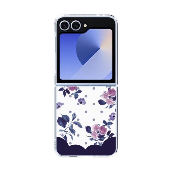 クリアケース［ ツインドットフラワー - Navy ］