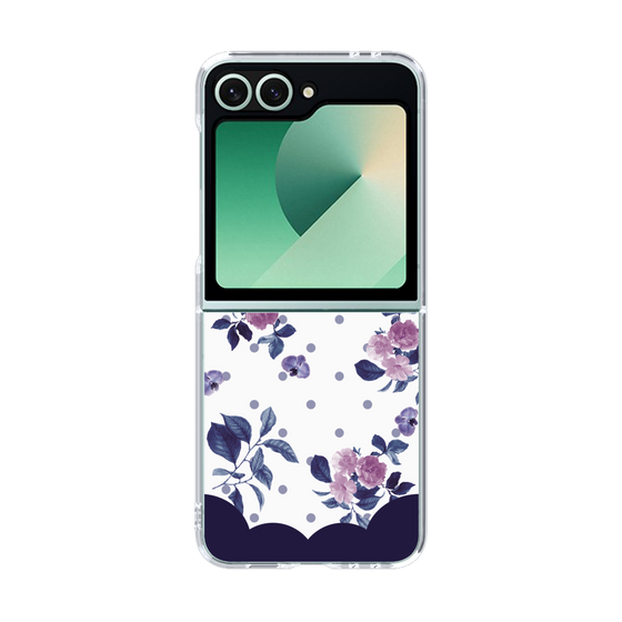 クリアケース［ ツインドットフラワー - Navy ］