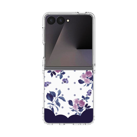 クリアケース［ ツインドットフラワー - Navy ］
