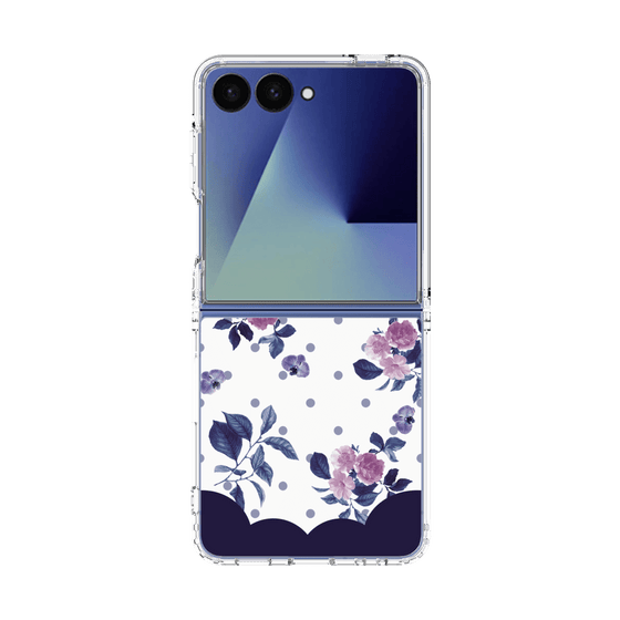 クリアケース［ ツインドットフラワー - Navy ］