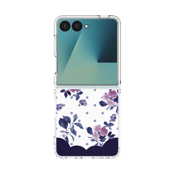 クリアケース［ ツインドットフラワー - Navy ］