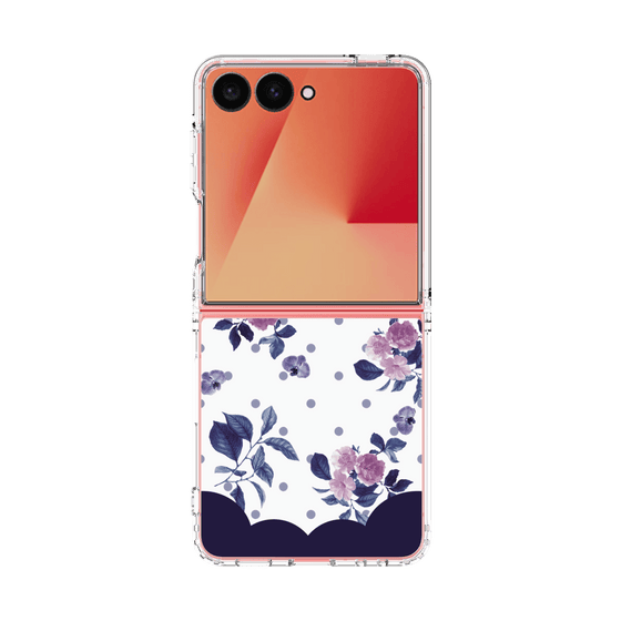 クリアケース［ ツインドットフラワー - Navy ］