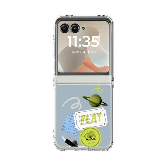 クリアケース［ Playful sticker - Dusty Blue ］