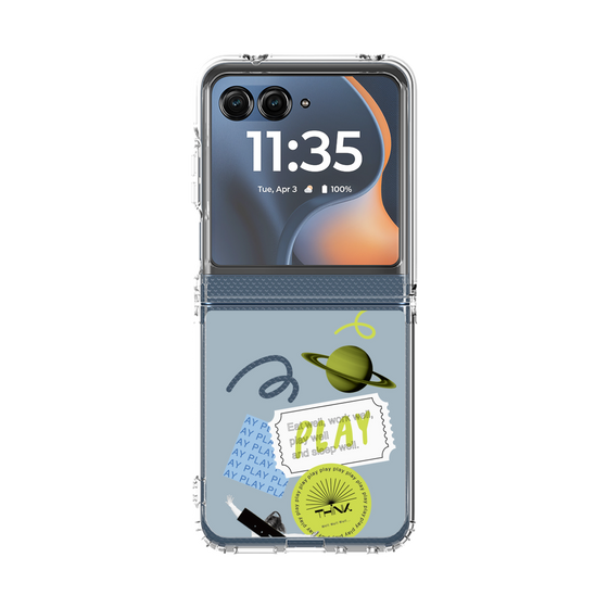 クリアケース［ Playful sticker - Dusty Blue ］