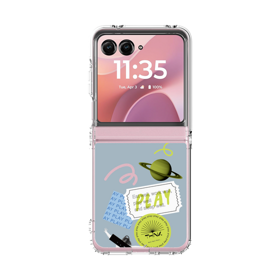 クリアケース［ Playful sticker - Dusty Blue ］