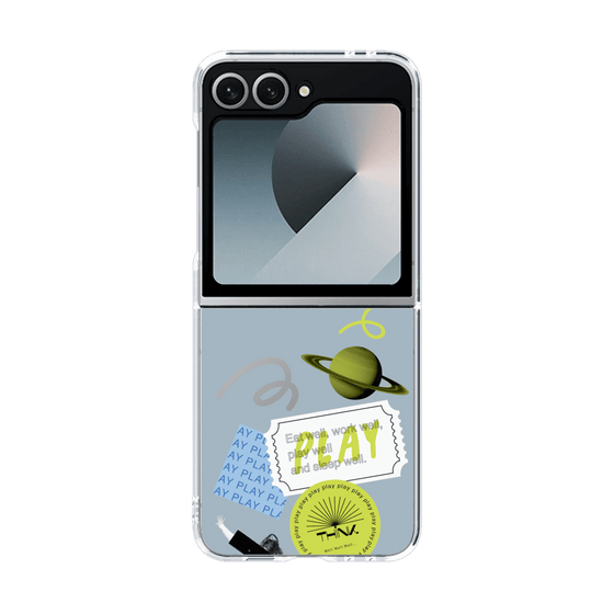 クリアケース［ Playful sticker - Dusty Blue ］