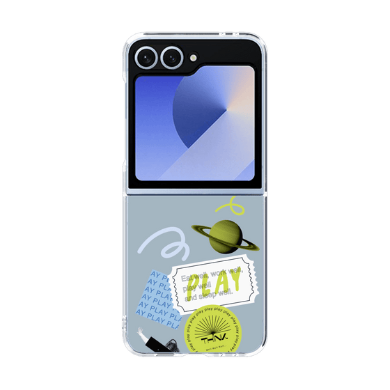 クリアケース［ Playful sticker - Dusty Blue ］