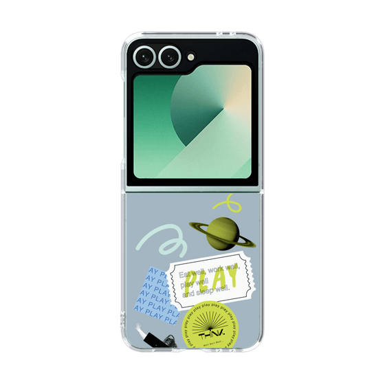 クリアケース［ Playful sticker - Dusty Blue ］