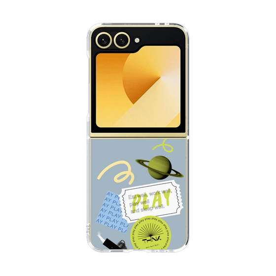 クリアケース［ Playful sticker - Dusty Blue ］