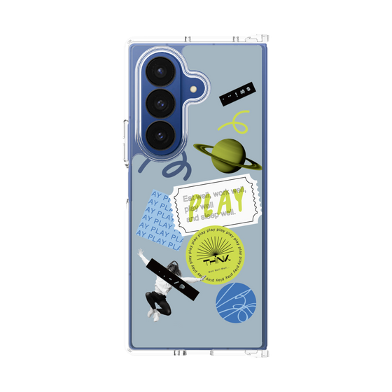 クリアケース［ Playful sticker - Dusty Blue ］