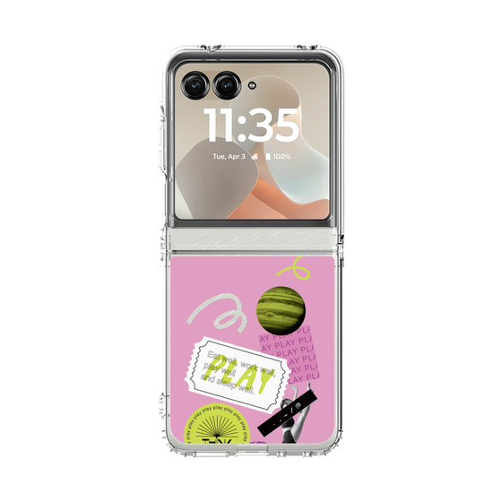 クリアケース［ Playful sticker - Dusty Pink ］