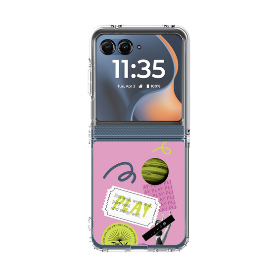 クリアケース［ Playful sticker - Dusty Pink ］