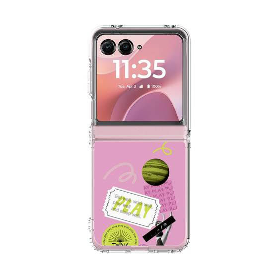 クリアケース［ Playful sticker - Dusty Pink ］