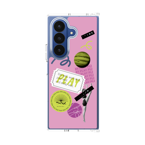 クリアケース［ Playful sticker - Dusty Pink ］