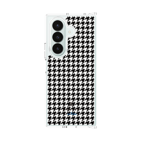 クリアケース［ Houndstooth Pattern Black with LANVIN en Bleu logo- ランバン 千鳥格子柄 ブラック ］