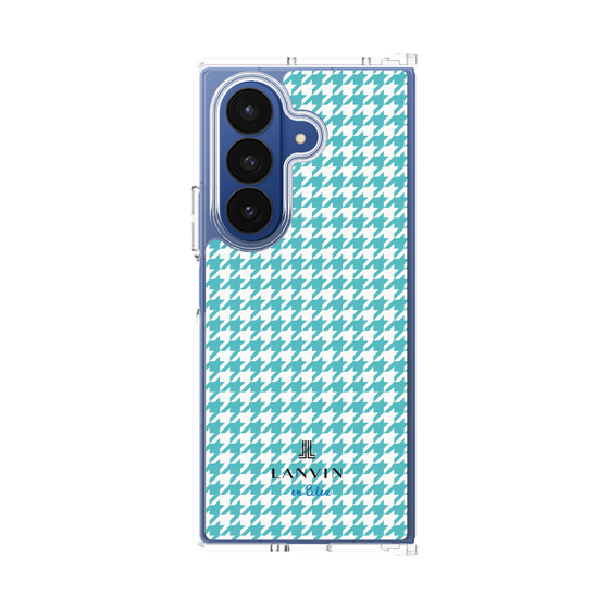 クリアケース［ Houndstooth Pattern Blue with LANVIN en Bleu logo- ランバン 千鳥格子柄 ブルー ］
