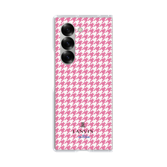 クリアケース［ Houndstooth Pattern Pink with LANVIN en Bleu logo- ランバン 千鳥格子柄 ピンク ］