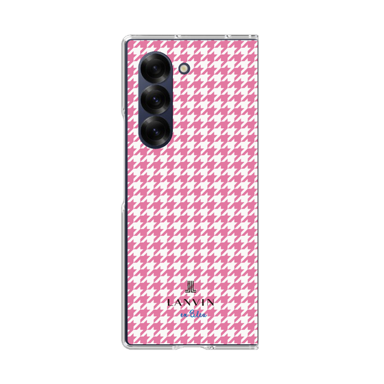 クリアケース［ Houndstooth Pattern Pink with LANVIN en Bleu logo- ランバン 千鳥格子柄 ピンク ］