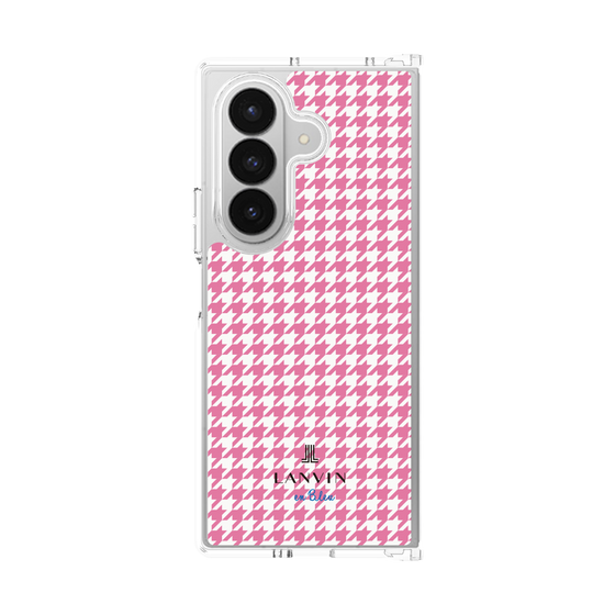 クリアケース［ Houndstooth Pattern Pink with LANVIN en Bleu logo- ランバン 千鳥格子柄 ピンク ］