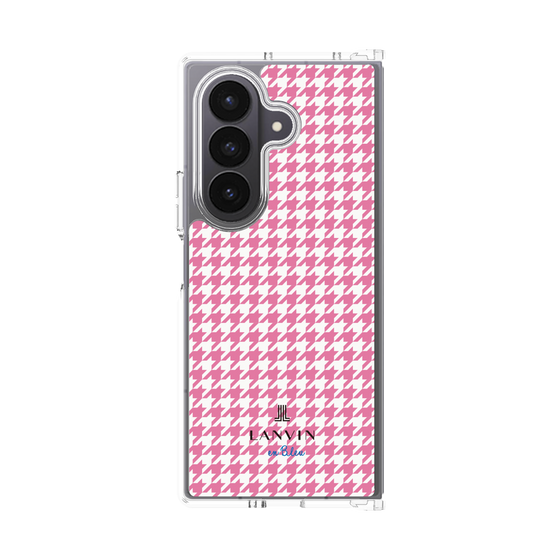 クリアケース［ Houndstooth Pattern Pink with LANVIN en Bleu logo- ランバン 千鳥格子柄 ピンク ］