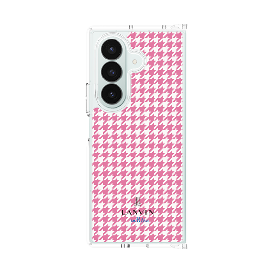クリアケース［ Houndstooth Pattern Pink with LANVIN en Bleu logo- ランバン 千鳥格子柄 ピンク ］