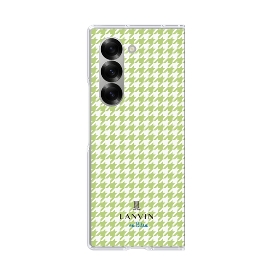 クリアケース［ Houndstooth Pattern Green with LANVIN en Bleu logo- ランバン 千鳥格子柄 グリーン ］