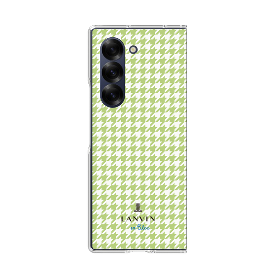 クリアケース［ Houndstooth Pattern Green with LANVIN en Bleu logo- ランバン 千鳥格子柄 グリーン ］