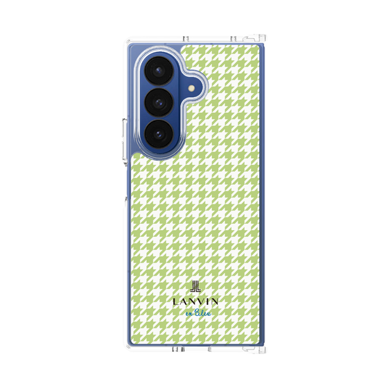 クリアケース［ Houndstooth Pattern Green with LANVIN en Bleu logo- ランバン 千鳥格子柄 グリーン ］