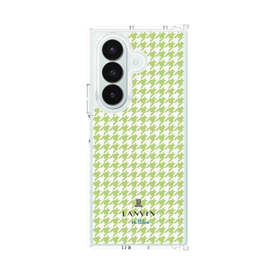 クリアケース［ Houndstooth Pattern Green with LANVIN en Bleu logo- ランバン 千鳥格子柄 グリーン ］
