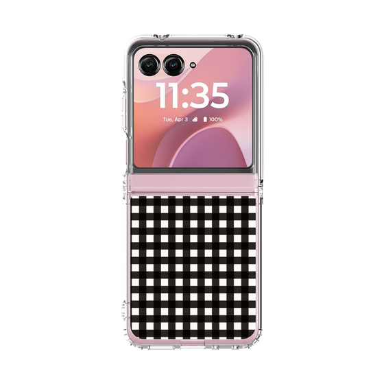 クリアケース［ Checkered Purple - ギンガムチェック ブラック ］