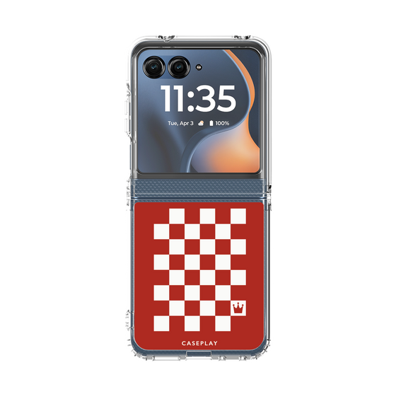 クリアケース［ Racing checkered flag Red - レーシングチェッカーフラッグ レッド ］