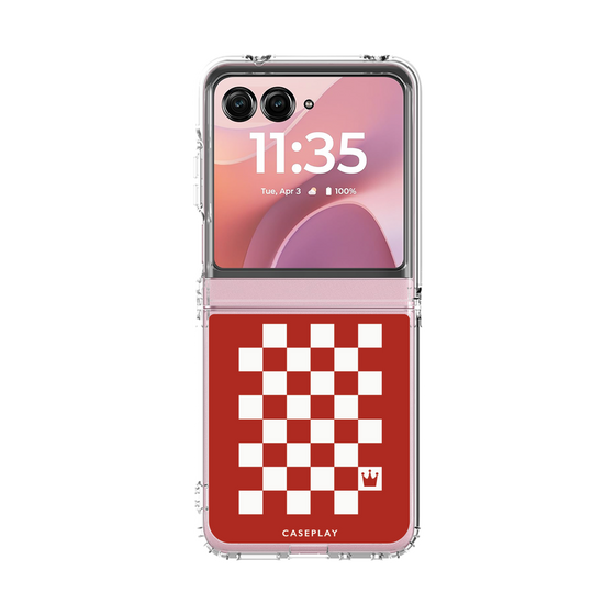 クリアケース［ Racing checkered flag Red - レーシングチェッカーフラッグ レッド ］