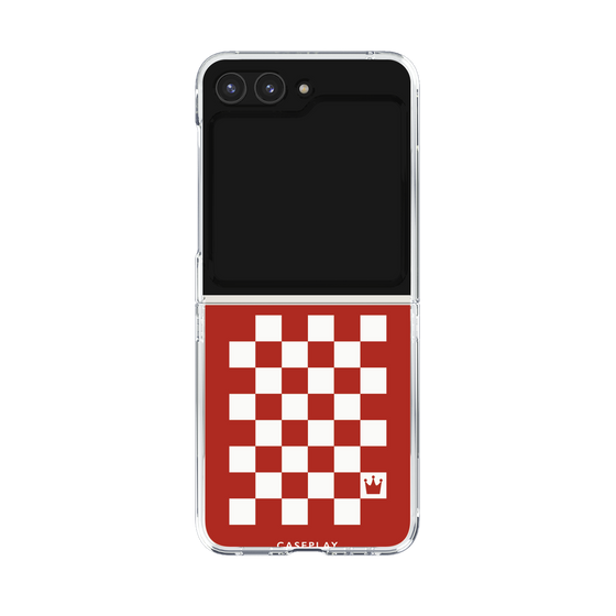 クリアケース［ Racing checkered flag Red - レーシングチェッカーフラッグ レッド ］