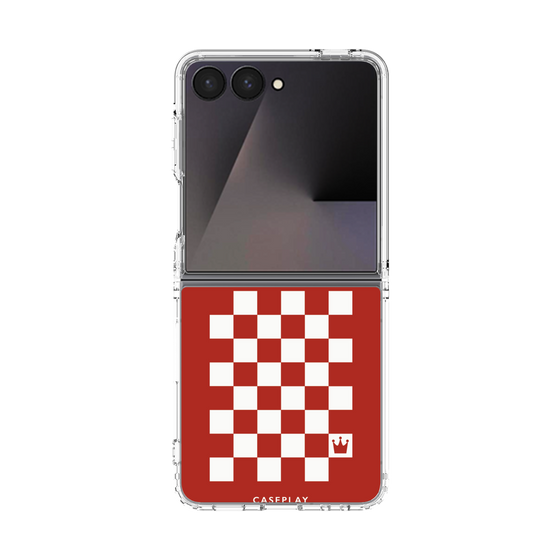 クリアケース［ Racing checkered flag Red - レーシングチェッカーフラッグ レッド ］