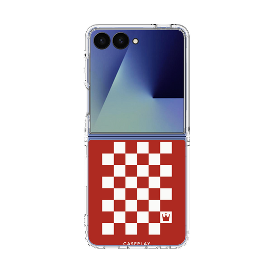 クリアケース［ Racing checkered flag Red - レーシングチェッカーフラッグ レッド ］