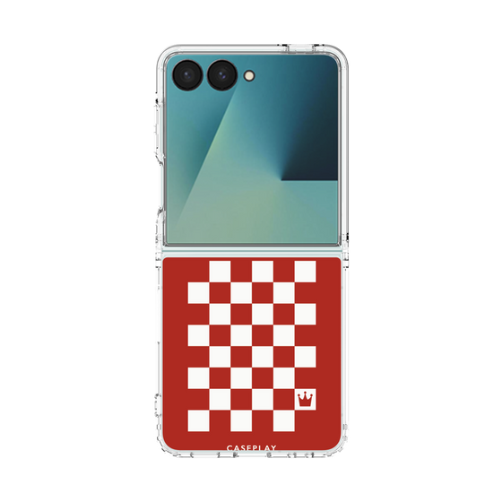 クリアケース［ Racing checkered flag Red - レーシングチェッカーフラッグ レッド ］