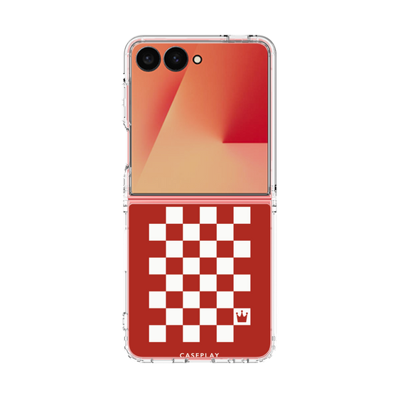 クリアケース［ Racing checkered flag Red - レーシングチェッカーフラッグ レッド ］