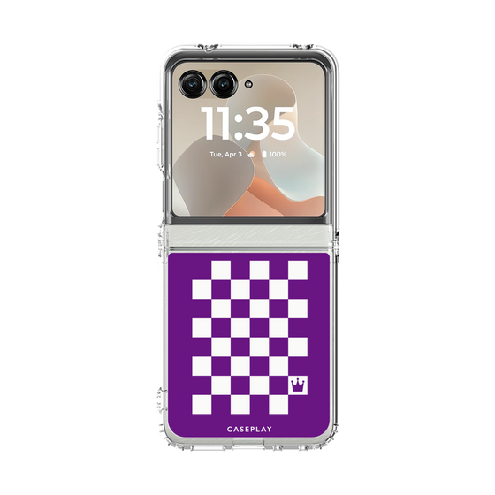 クリアケース［ Racing checkered flag Purple - レーシングチェッカーフラッグ パープル ］